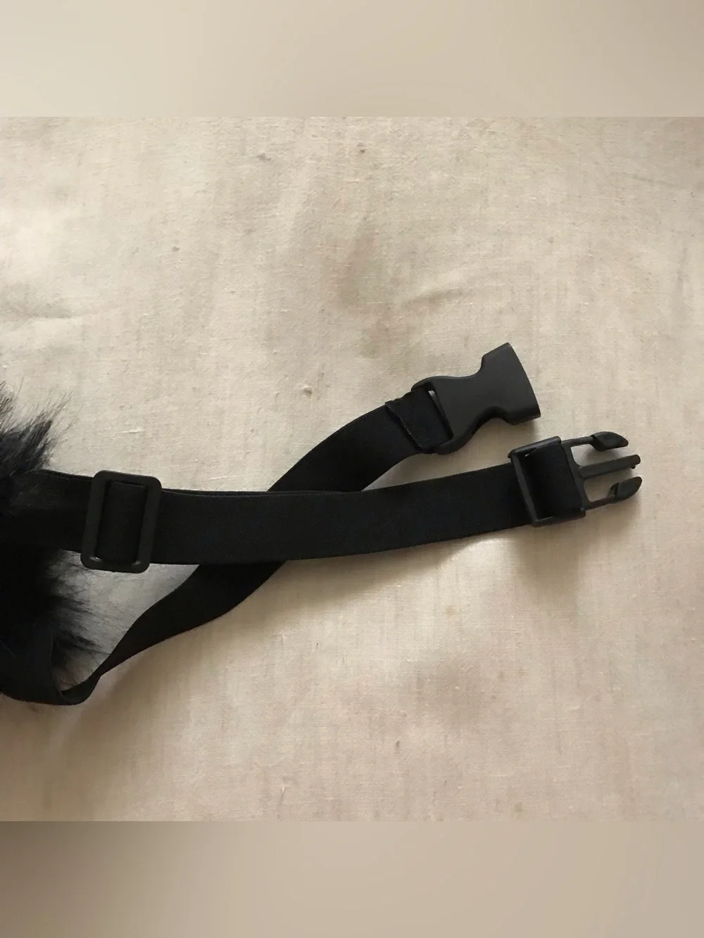 Black Faux Fur Costume Tail with Adjustable Strap